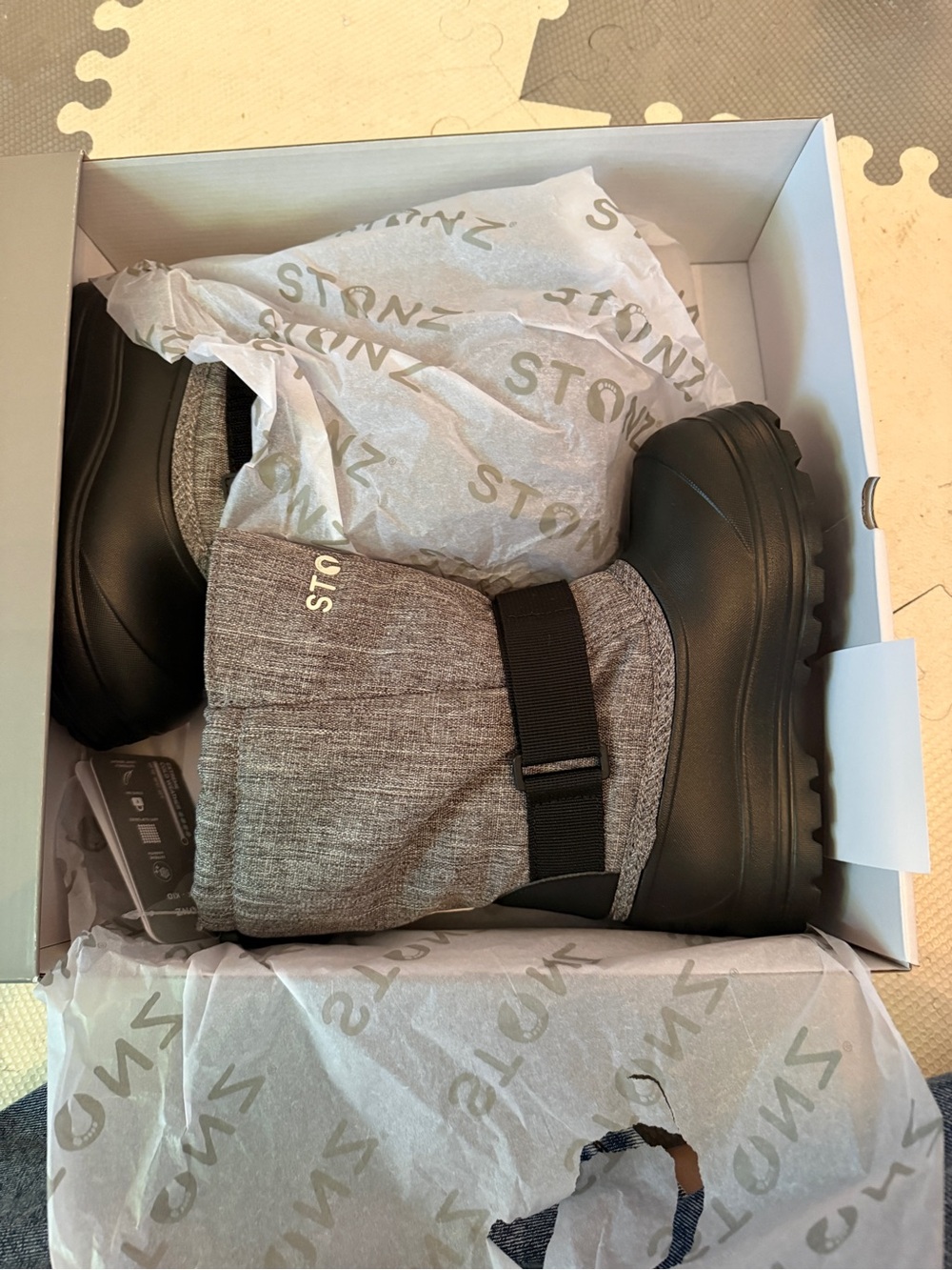 Stonz Gray & Black Kids Waterproof Winter Boots